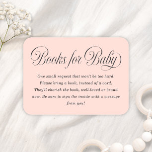 Elegant Script Lt. Rosa Baby Shower-böcker för beb Tilläggskort