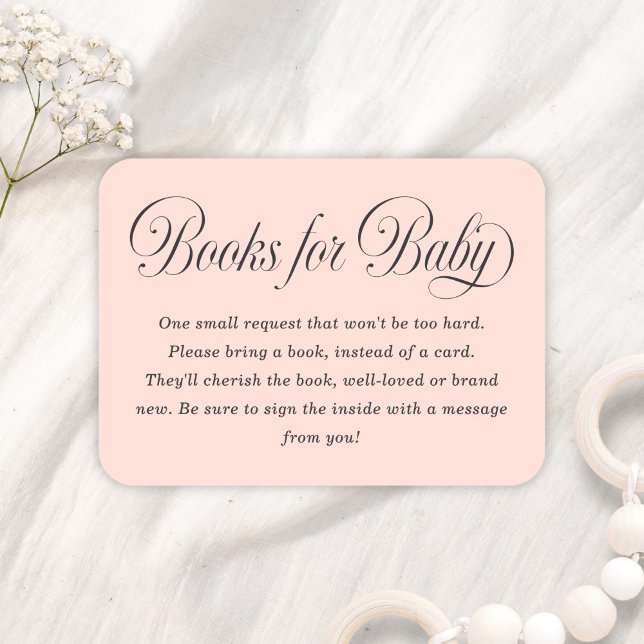 Elegant Script Lt. Rosa Baby Shower-böcker för beb Tilläggskort (Skapare uppladdad)