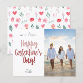Elegant Script Lycklig Galentine's Day Photo Vykort