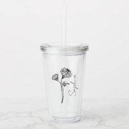 Elegant Script Marigold oktober Birth Flower Namn Take Away Mugg