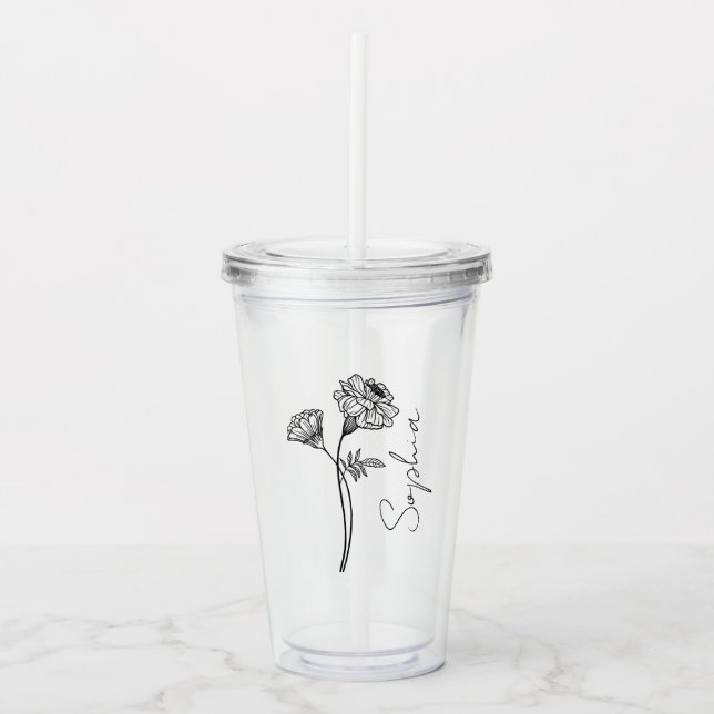 Elegant Script Marigold oktober Birth Flower Namn Take Away Mugg (Framsida)