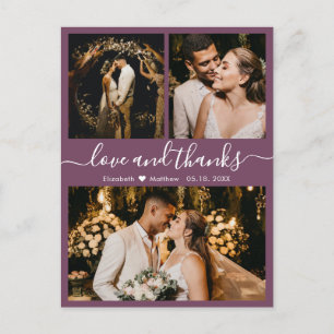 Elegant Script Mauve Bröllop Tack vykort