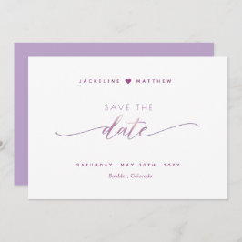Elegant Script, Mauve Lavender Simple Bröllop Spara Datumet