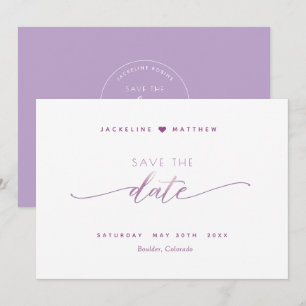 Elegant Script, Mauve Lavender Simple Bröllop Spara Datumet