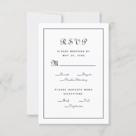 Elegant Script Meal Black White Bröllop-hölje OSA Kort