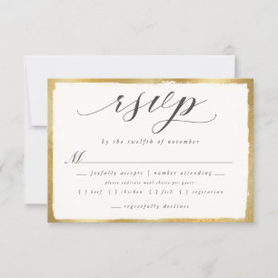 Elegant Script med Guld Kant Meal Choice Bröllop OSA Kort