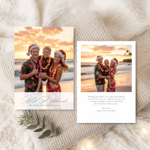 Elegant Script Mele Kalikimaka Beach Family Photo Julkort