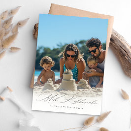 Elegant Script Mele Kalikimaka Family Beach Photo Julkort