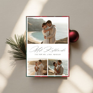 Elegant Script Mele Kalikimaka Newlyows 3 Ph Julkort