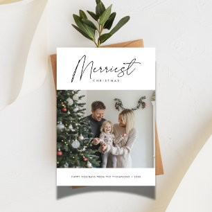 Elegant Script Merriest Baby Roligt Photo Julkort