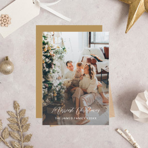 Elegant Script Merriest julfotkort Tack Kort