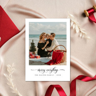 Elegant Script Merry All Beach Photo Julkort