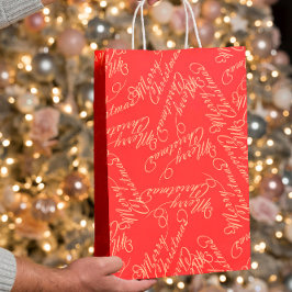 Elegant Script Merry Christmas Pattern/ Red & Gold
