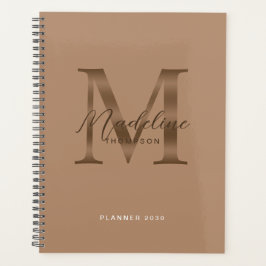 Elegant Script Metallic Taupe Gold Monogram