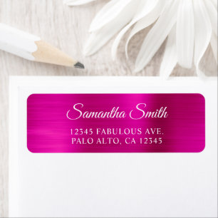 Elegant Script Metallisk Varum Rosa Returadress Etikett