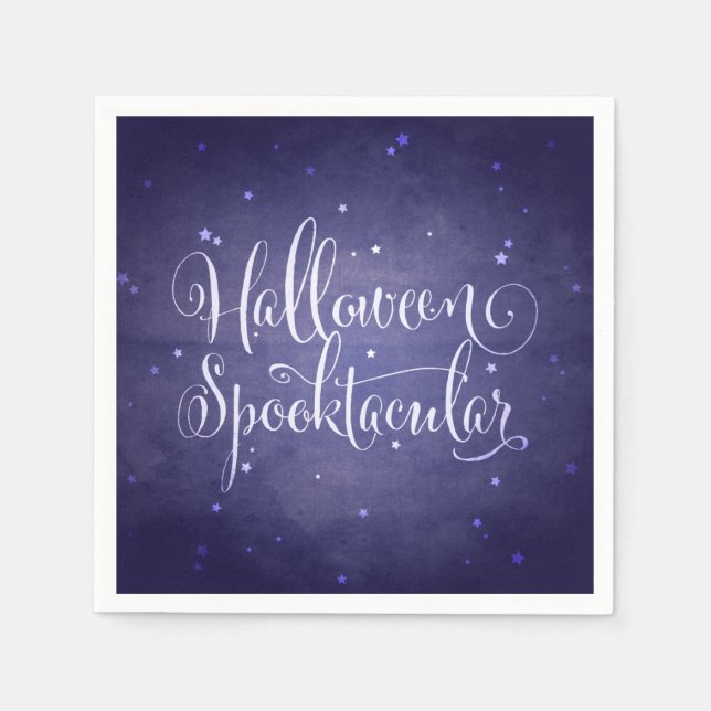 Elegant Script Midnight Blue Gothic Halloween Pappersservett (Framsidan)