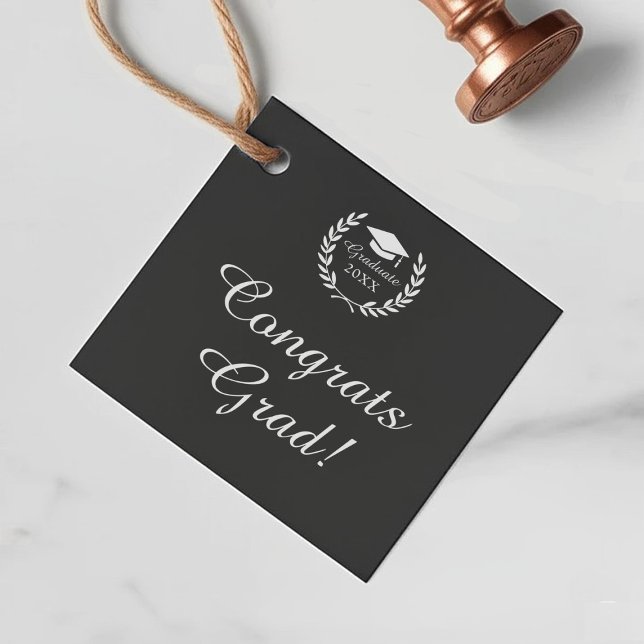 Elegant Script - minimala Grattisar Studenten Gåvor Etiketter (Skapare uppladdad)