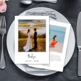 Elegant Script Minimalist 2-Photo Wedding Tack Kort