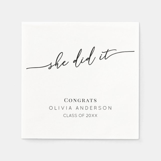 Elegant Script Minimalist Graduation Party Pappersservett (Framsidan)