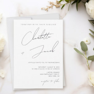 Elegant Script Minimalist Ivory Bröllop Inbjudningar