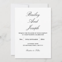 Elegant Script Minimalist Wedding Invitation