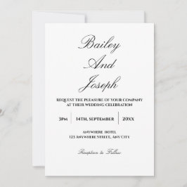 Elegant Script Minimalist Wedding Invitation Inbjudningar