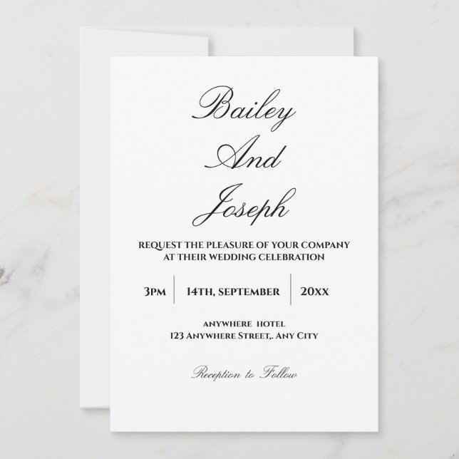 Elegant Script Minimalist Wedding Invitation Inbjudningar (Framsida)