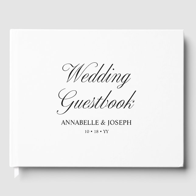 Elegant Script - minimalistisk formalistisk vit Br Gästböcker (Framsida)