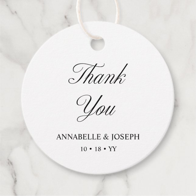 Elegant Script - minimalistisk formalistisk vit Br Gåvor Etiketter (Framsida)