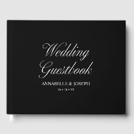 Elegant Script - minimalistiskt svart Bröllop Gästböcker