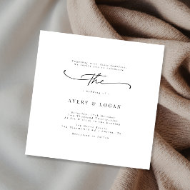 Elegant Script-minimalistruta Bröllop Inbjudningar