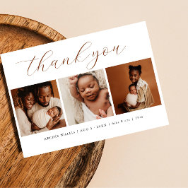 Elegant Script - minimalt 3-foto-Tack Nyfödd bebis Meddelande