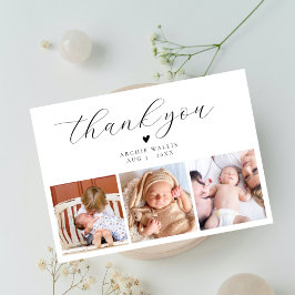Elegant Script - minimalt foto-Collage Baby Shower Tack Kort