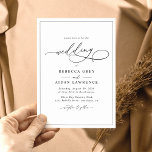 Elegant Script - minimalt svart och vitt Bröllop Inbjudningar<br><div class="desc">Den här eleganten Fotobröllopsinbjudan innehåller en svep skriptkalligrafitext parad med ett klassserif & modern sans font in black; på baksidan finns ett anpassade monogram. Matchande objekt är tillgängliga.</div>