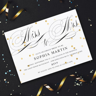 Elegant Script Miss till Möhippan Confetti Inbjudningar