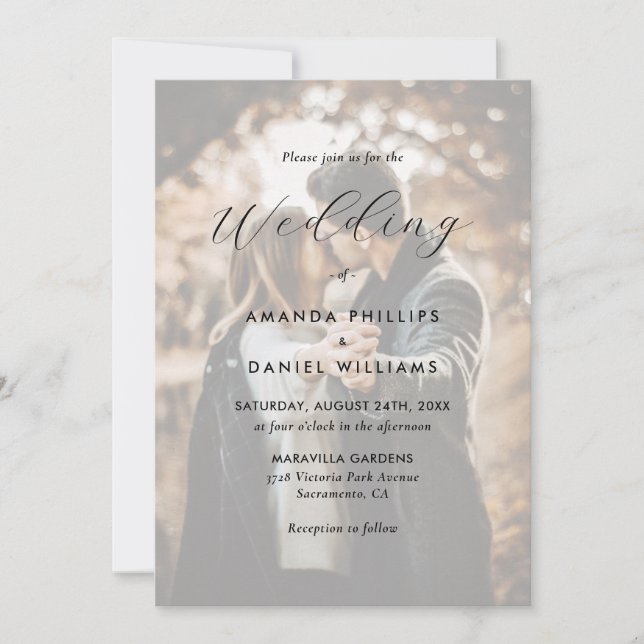 Elegant Script Modern 2 Photo Bröllop Inbjudningar (Framsida)