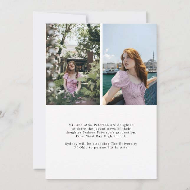 Elegant Script Modern 3 Photo Studenten Meddelande (Baksida)