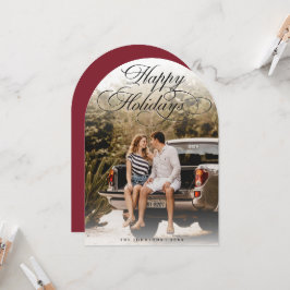 Elegant Script Modern Arch 1 Photo Christmas Card Inbjudningar