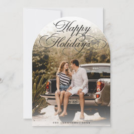 Elegant Script Modern Arch 1 Photo Christmas Card Inbjudningar