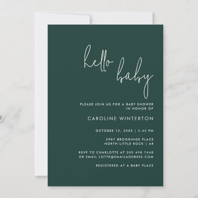 Elegant Script Modern Baby Shower Inbjudningar (Framsida)