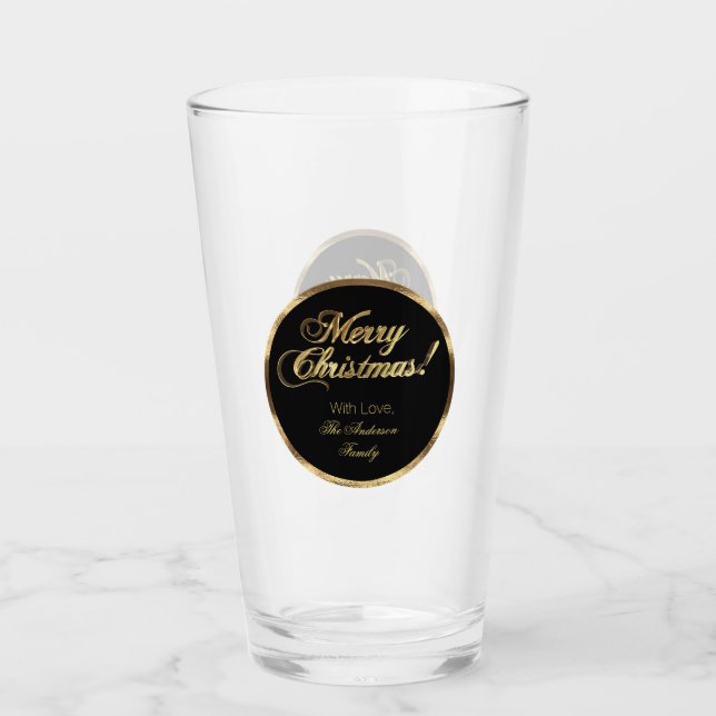 Elegant Script Modern Black och Guld jul Glaskopp (Framsida)