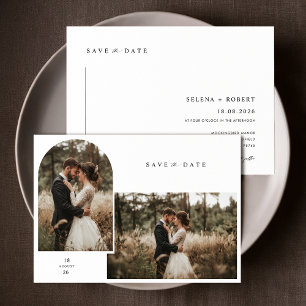 Elegant Script Modern Bröllop Photo Save Date Inbjudningar