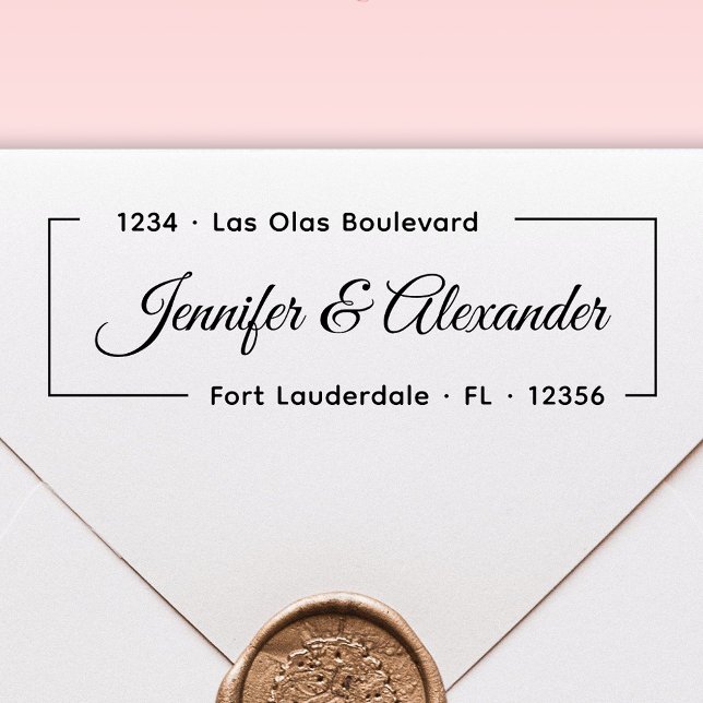 Elegant Script Modern Bröllop Returadress Self- Självfärgande Stämpel (Skapare uppladdad)