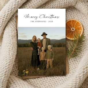Elegant Script Modern Family Photo jul Card Julkort