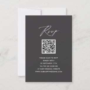Elegant Script Modern Grått Simple QR Bröllop OSA Kort