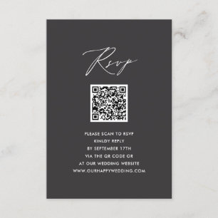 Elegant Script Modern Grått Simple QR Bröllop OSA Tilläggskort