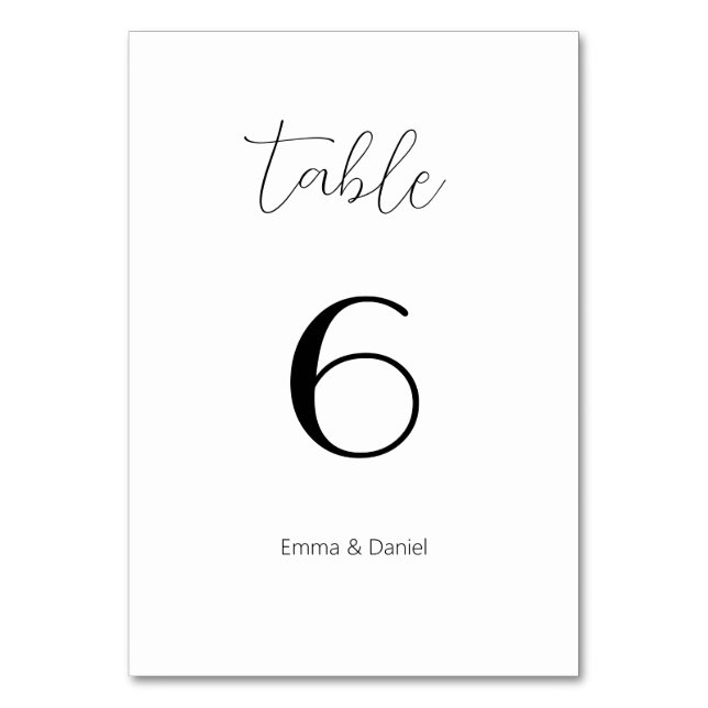 Elegant Script Modern Minimal Bröllop Bordsnummer (Framsidan)