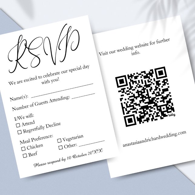 Elegant Script Modern Minimalist-Bröllop OSA Kort (Elegant Script Modern Minimalist Wedding RSVP Card)