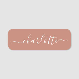 Elegant Script Modern Namn Personlig Terracotta Namnbricka