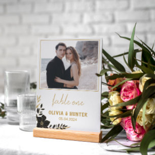 Elegant Script Modern Photo Bröllop Bordsnummer